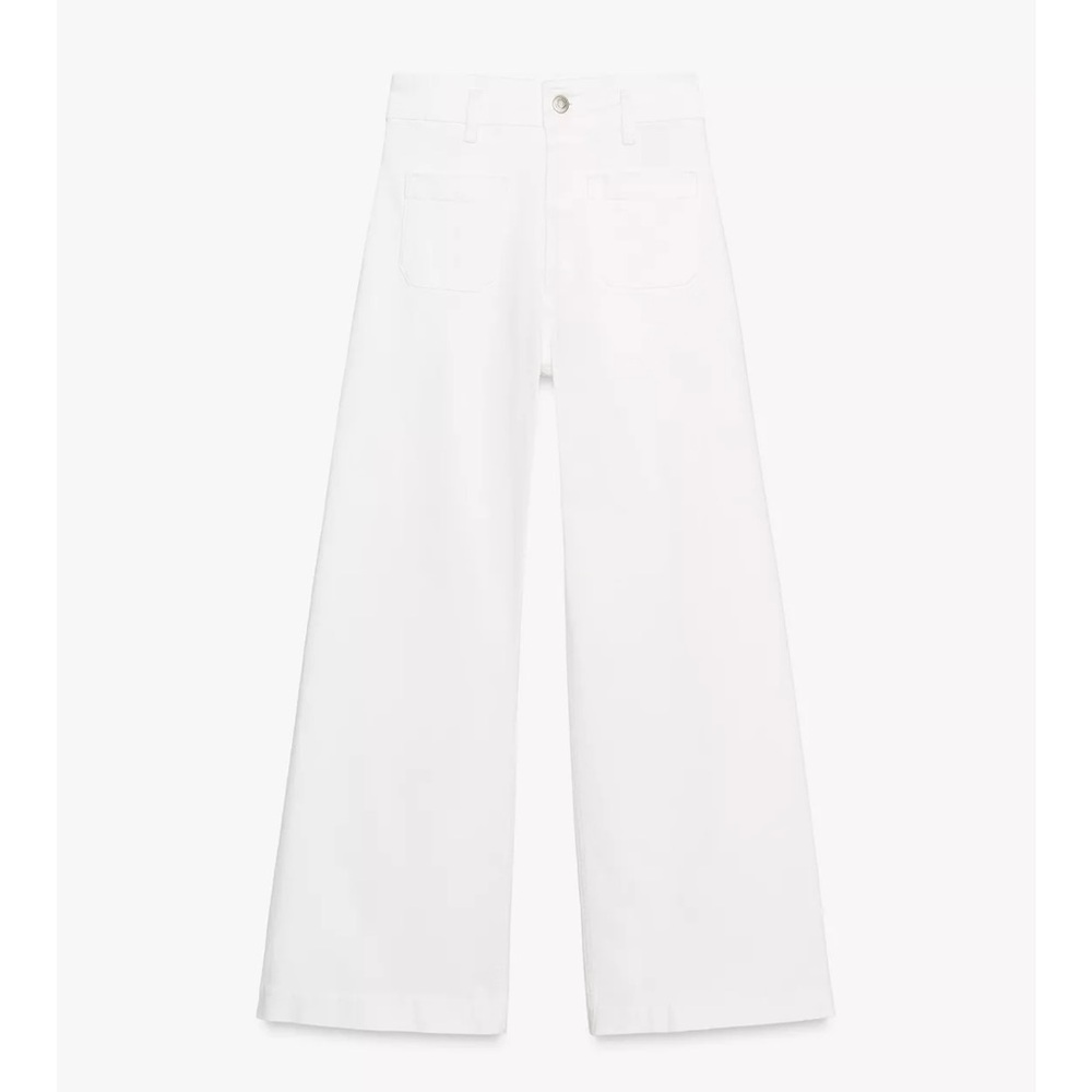 Zara White Flare Wide-Leg Jeans